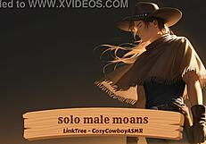 this video features a solo male moaning in pleasure