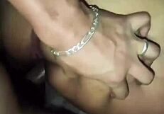 Young university couple in hot scene with Latina beauty