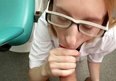 dentist on knees sucking monster cock