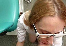 dentist on knees sucking monster cock