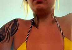 training in thong bikini at beachfront gym, got so wet from horniness dripping down legs like sea water