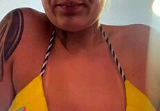 training in thong bikini at beachfront gym, got so wet from horniness dripping down legs like sea water