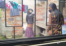 Mature Latina Housewives Create Homemade Porn After Laundry