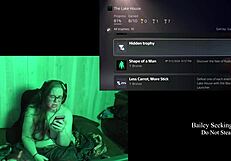 Naked brunette says, 'Lake house fun!'