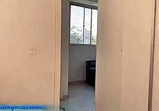 Nervous fingering of 18-year-old Latina's tight wet pussy leads to creampie