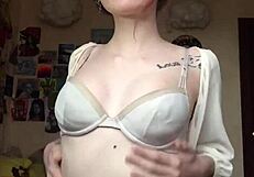 She took off her underwear on camera and showed a smooth pussy