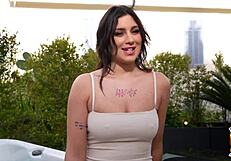 laury in stockings shares a big cock with her brunette friend in lingerie