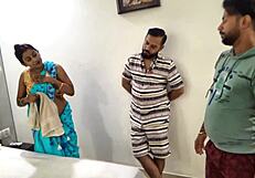 Me and friends seduced our hot maid for desi threesome vid, oops!