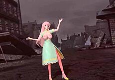 Asian goddess Megurine Luka bound nude.