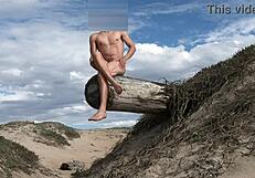 Teasing Cock at Public Beach, Cumming in Plaza