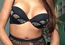 Izabela Shemale Masturbates Huge Cock In Lingerie