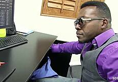 Shy Blonde Seduces Black Boss with Perfect Tits at Interview