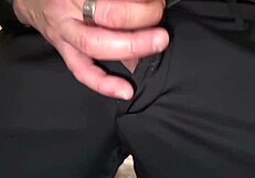 Amateur jerks huge cock to massive cumshot explosion