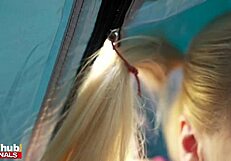 How does that thick teen ride on camping?