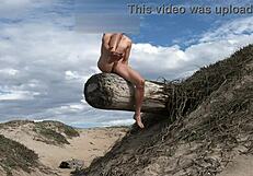 Teasing Cock at Public Beach, Cumming in Plaza