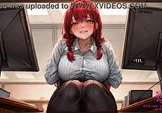 beautiful coworker with huge tits suggests blowjob at desk