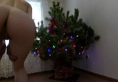 Bitch Dances Around Christmas Tree Showing Ass