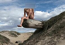 Teasing Cock at Public Beach, Cumming in Plaza