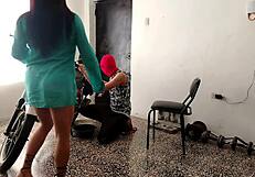 Innocent neighbor surprises with kinky submissive roleplay in lingerie