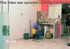 Hot wife Thay Ksada flashes delivery man after shower in just a nightgown