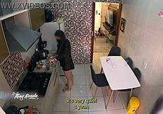 Hot wife Thay Ksada flashes delivery man after shower in just a nightgown