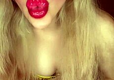 Drag queen performs belly dancing in glasses and music for bimbo fetish celebrity