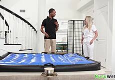 sexy blonde masseuse with nice round big boobs gives her client a relaxing nuru wet massage - andi avalon scotty p