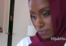 hijab cutie lost in lust, will she accept my thrust?