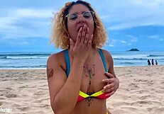 Fucking that blonde deliciously on the white beach, so hot and wild.