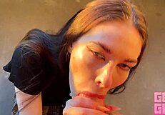 Smoking Babe Blows Cock On Public Balcony Passionately