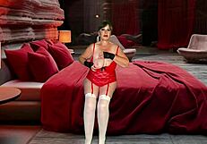 Granny Carmen In Red Sucks Cock Deep With Blue Ribbon Flair, Wow!