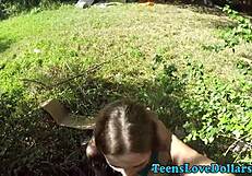 pov amateur teen gets jizz in mouth outdoors