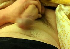 yo, watch bigdickduder jerk that huge lubed cock twice in bed
