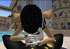 Lady Bastet of Egypt commands her servant girl for a detailed blowjob