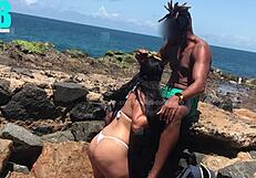 Hey, I was with his hotwife on the beach while cuckold watched online