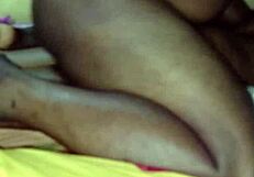 petite black teen's first time, afraid of large animal body