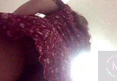 Latina neighbor's big ass and pussy exposed under skirt in homemade clip