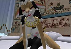 Lady Bastet of Egypt commands her servant girl for a detailed blowjob