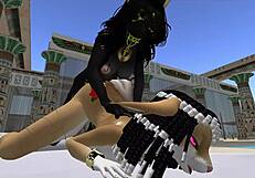 Lady Bastet of Egypt commands her servant girl for a detailed blowjob