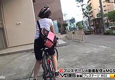 Asian babe with big tits blows and bangs with toys