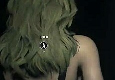 Claire redfield shows off her athletic topless fitness routine