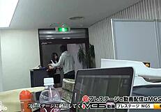 Asian babe with big tits blows and bangs with toys