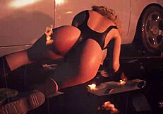 Claire redfield shows off her athletic topless fitness routine