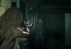 Claire redfield shows off her athletic topless fitness routine