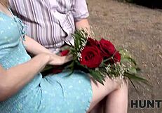 hunt4k young lady gets bent over for blowjob while boyfriend watches