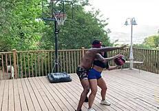 Basketball game turns into bareback sex with Monica Santhiago