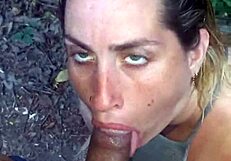 Adventure Time! Blonde Sucks in Public Woods for Liquid Lunch