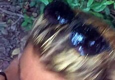 Adventure Time! Blonde Sucks in Public Woods for Liquid Lunch