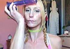 I love watching Vanessa Hastings get messy with spit on a dildo.