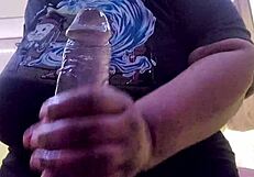 Curvy beauty with big natural tits plays with toys. Her boyfriend watches her tease on camera.